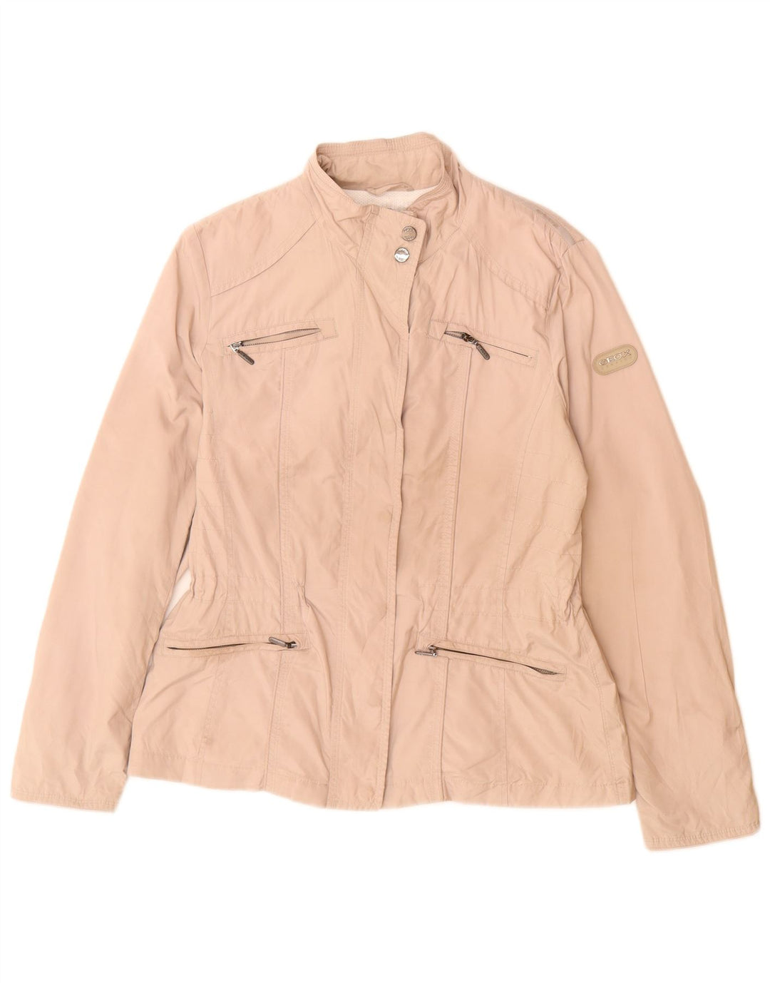 Jaqueta utilitária feminina Geox Respira UK 10 poliéster bege pequeno