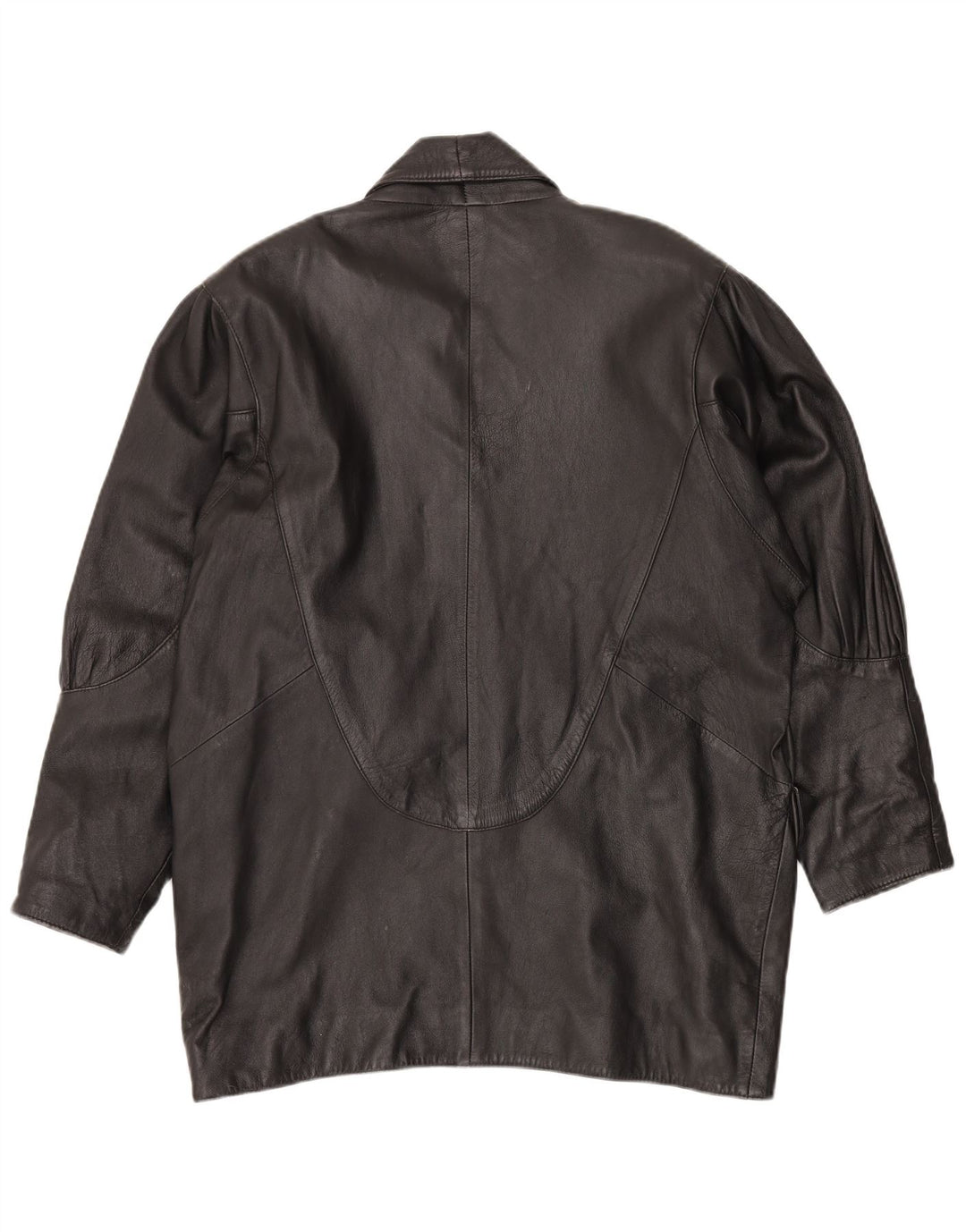 Casaco feminino de couro superdimensionado VINTAGE Reino Unido 14 couro preto médio