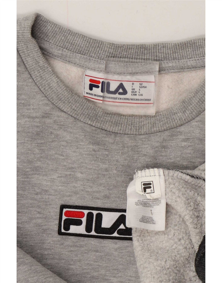 Fila moletom masculino jumper grande cinza colorblock algodão