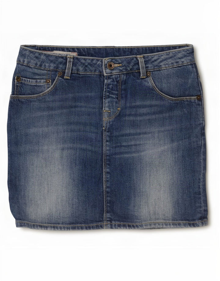 Mini saia jeans feminina Napapijri W27 pequena algodão azul