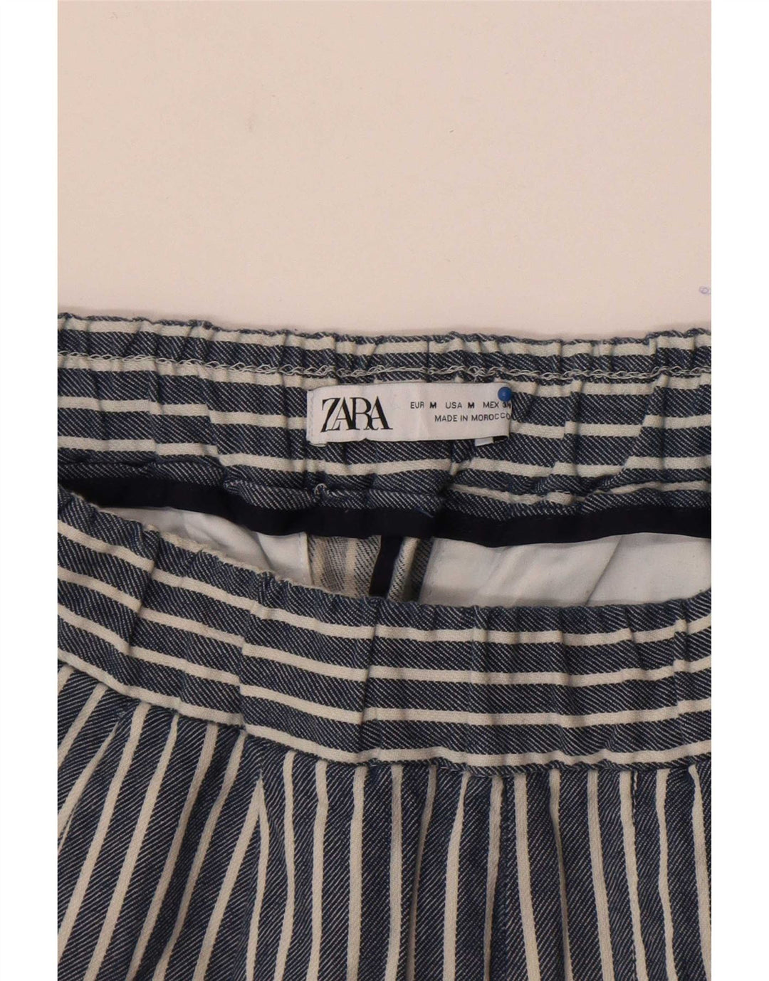 Zara Mens Sport Shorts Médio Azul Marinho Listrado
