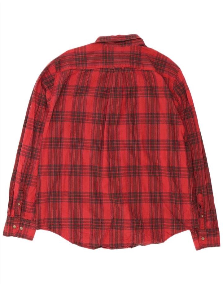 Camisa masculina de flanela Eddie Bauer XL algodão xadrez vermelho