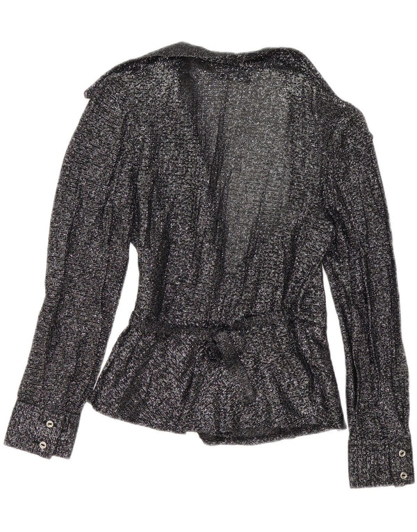 Blusa feminina vintage envoltória UE 38 média preta manchada