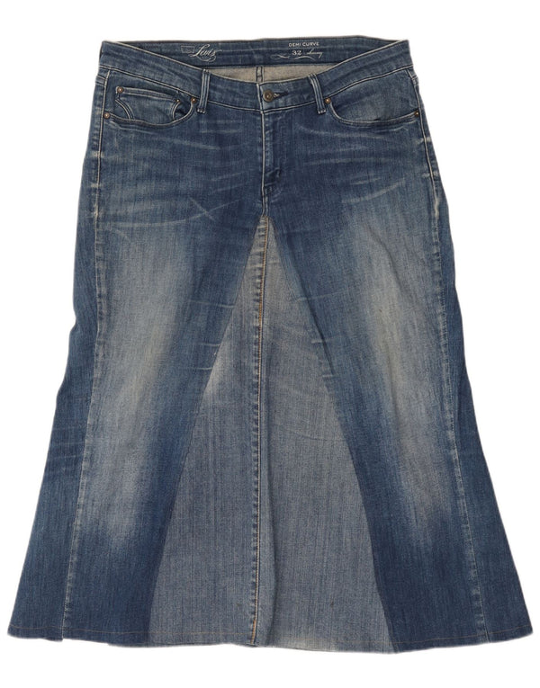 Saia jeans skinny feminina Levi's Demi Curve W32 grande algodão azul