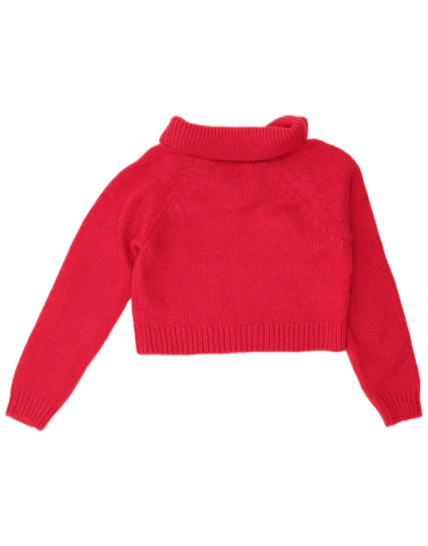 Zara Suéter feminino cropped com gola polo Reino Unido 12 médio vermelho acrílico