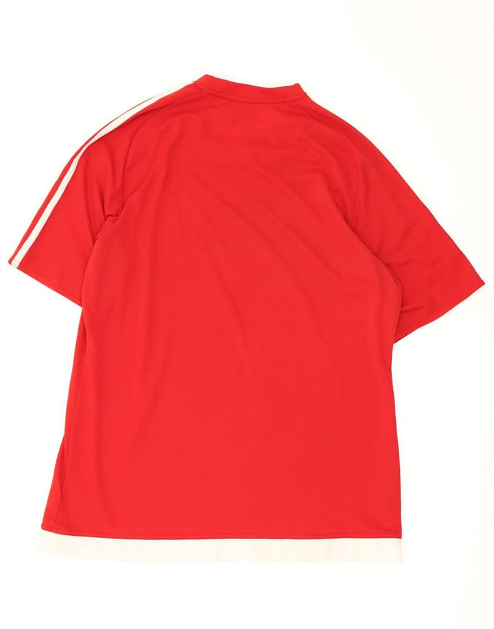 Adidas Mens Climalite Camiseta Top Grande Poliéster Colorblock Vermelho