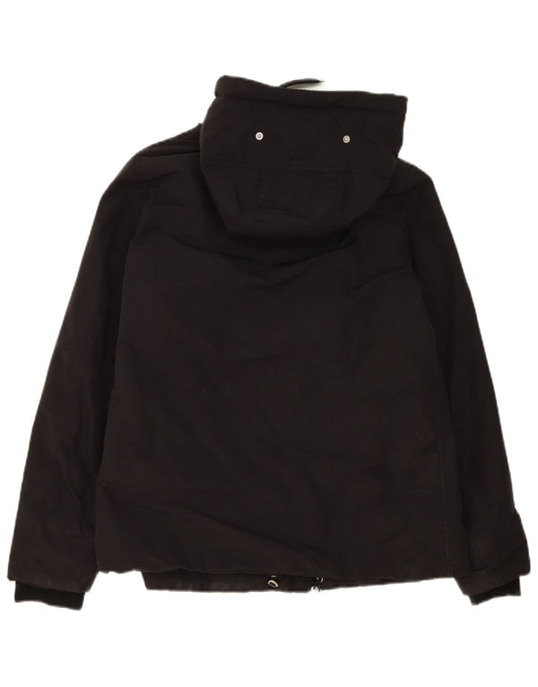 Jaqueta acolchoada com capuz grande Zara feminina UK 10 pequena preta