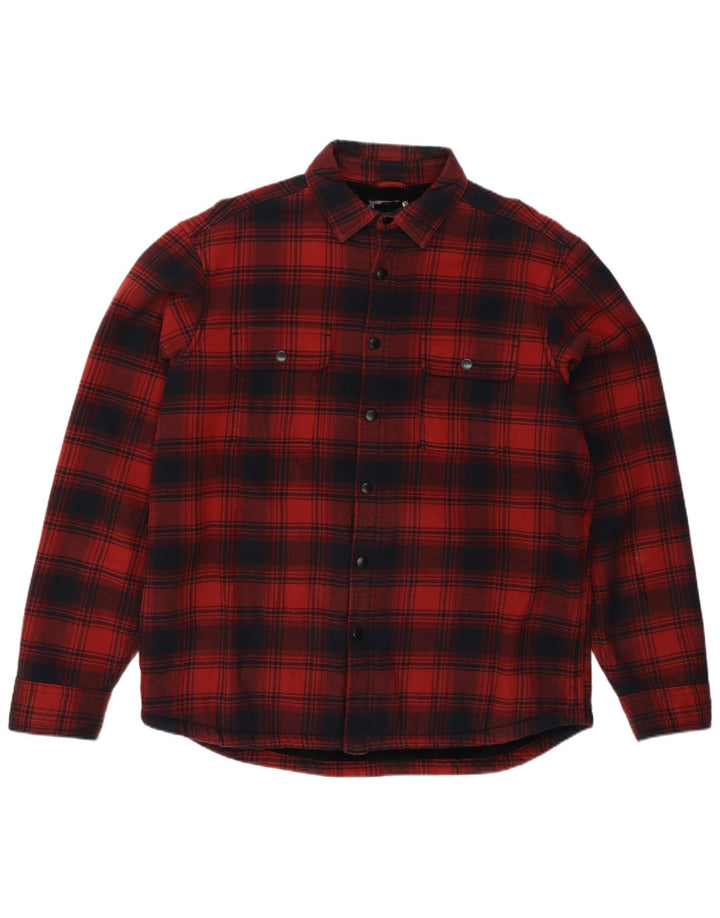 Camisa masculina de flanela lenhador Marks & Spencer grande algodão xadrez vermelho