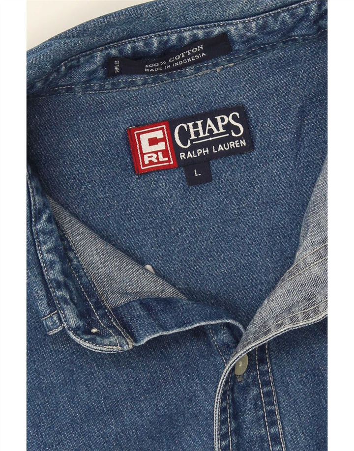Camisa jeans masculina Chaps Ralph Lauren grande algodão azul