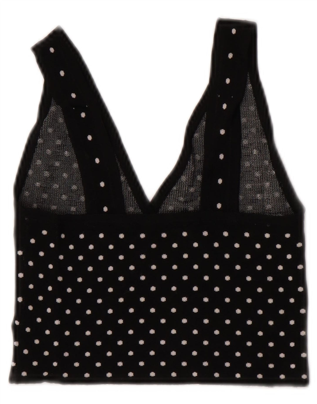 Zara Top curto feminino sem mangas UK 8 pequeno preto manchado de viscose