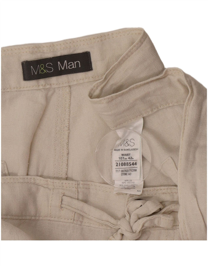 Shorts chino masculino Marks & Spencer W42 2XL linho bege