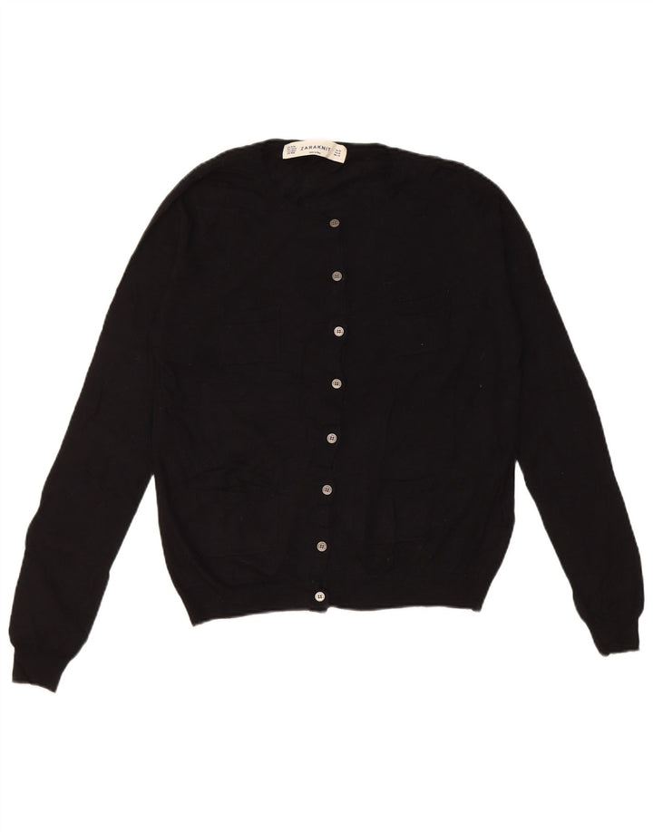 Suéter cardigã feminino Zara Reino Unido 14 médio preto nylon