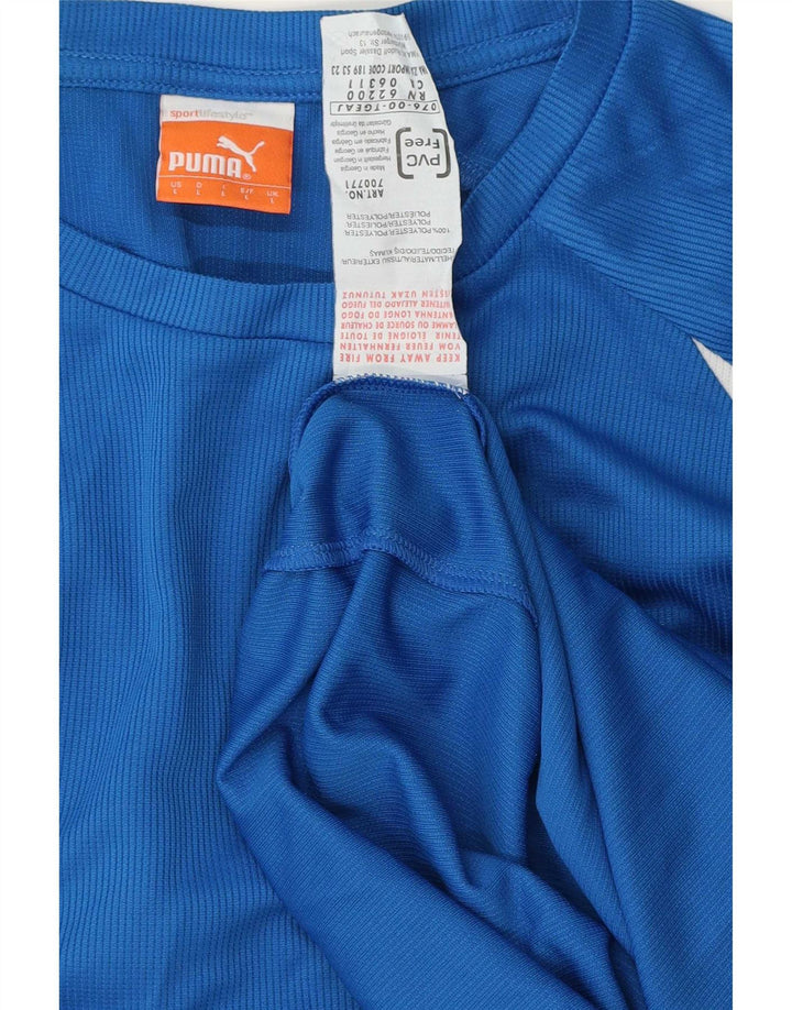 Puma Mens Top Manga Longa Grande Listrado Azul Poliéster