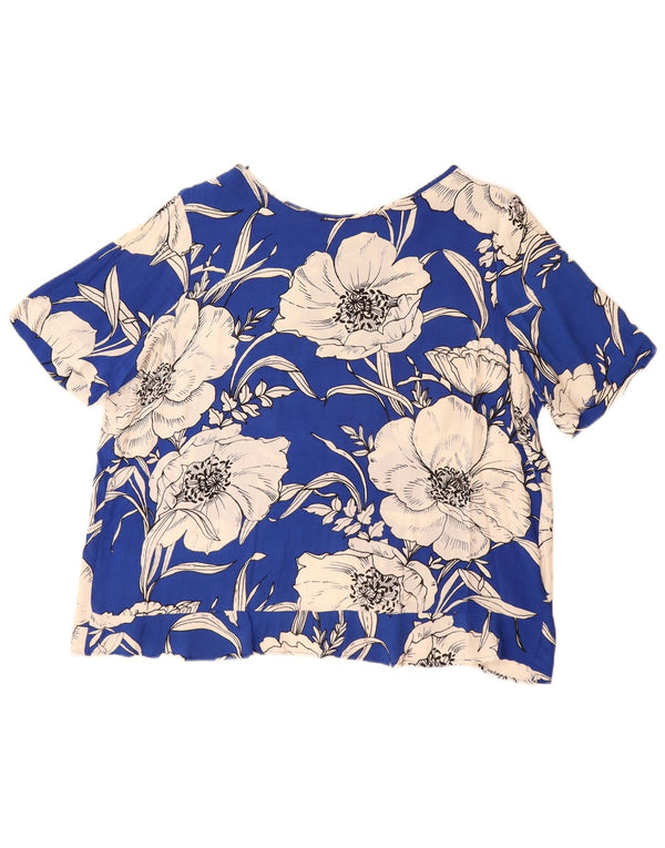 Blusa oversized feminina ZARA UK 16 grande azul floral