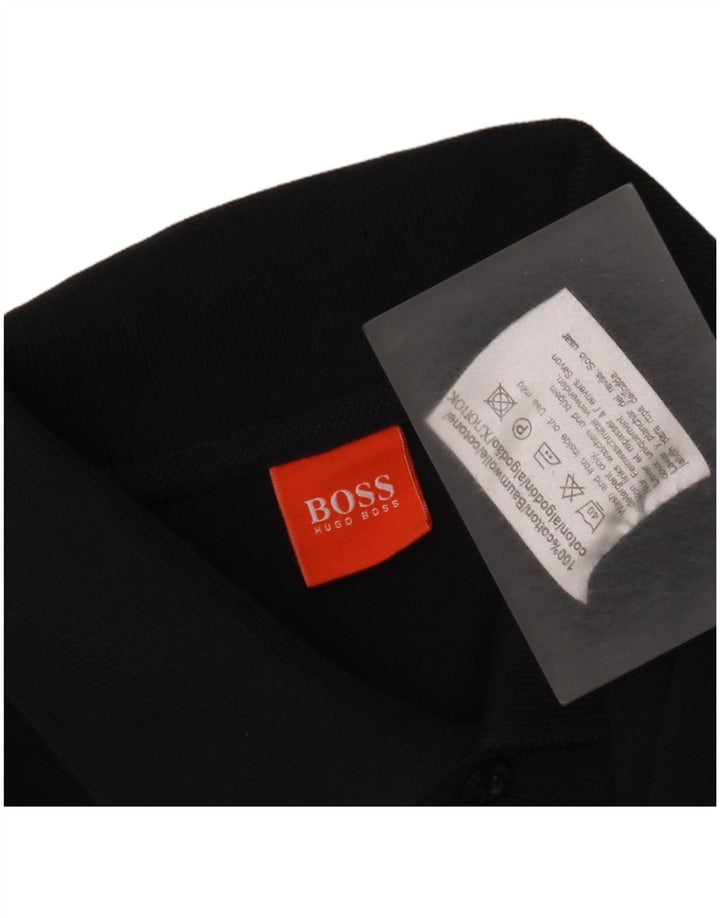 Camisa polo masculina Hugo Boss de algodão preto médio