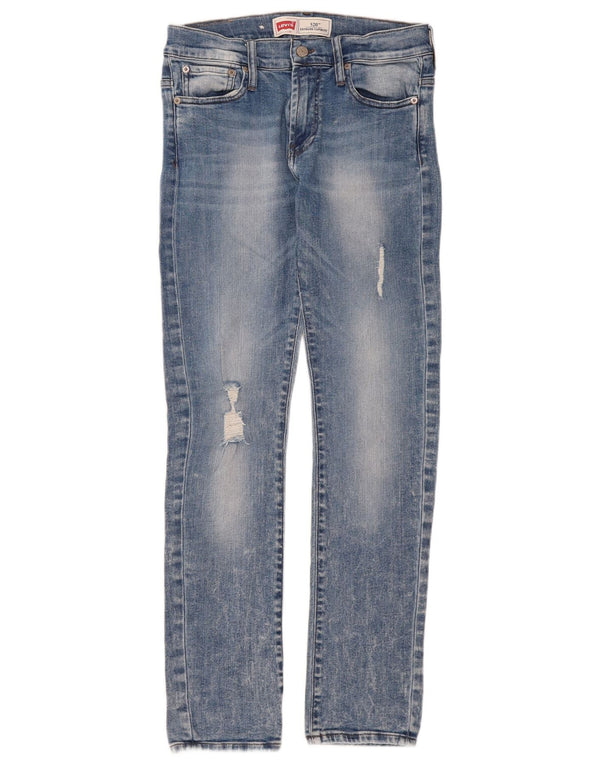 Jeans Levi's Girls 520 Distressed Tapered 13-14 anos W28 L30 Azul Algodão