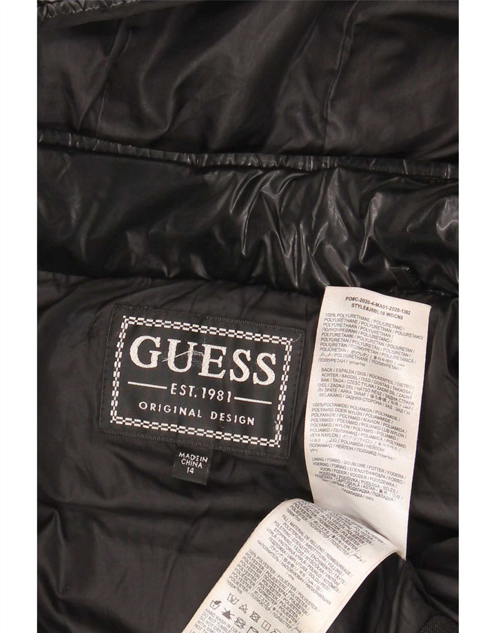 Casaco acolchoado com capuz Guess Girls 13-14 anos poliuretano preto