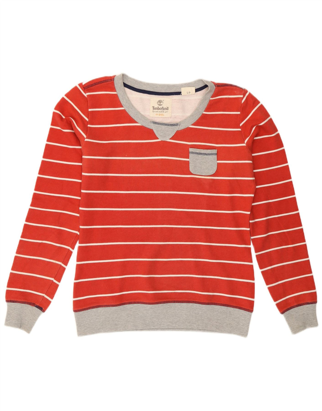 Timberland moletom oversized feminino UK 10 pequeno listrado vermelho