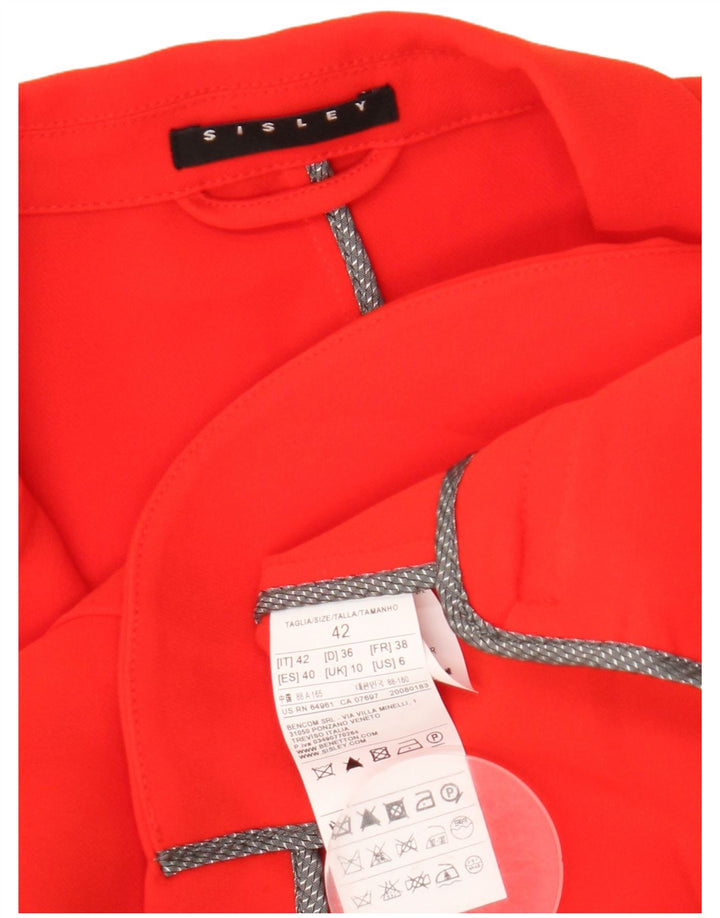 Jaqueta blazer feminina Sisley com 4 botões UK 10 poliéster laranja pequeno