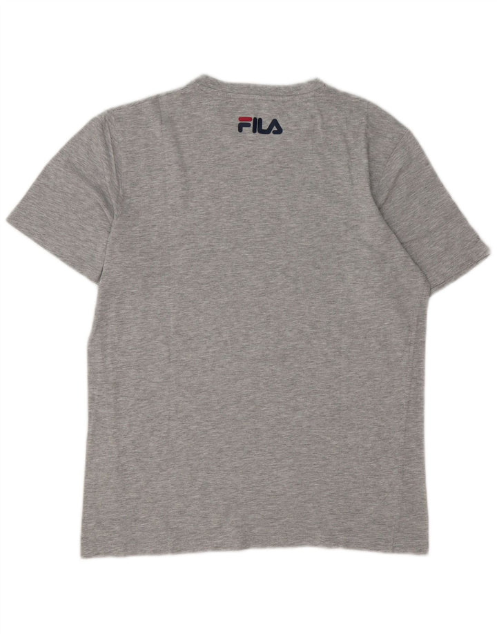 Fila Camiseta masculina gráfica Top algodão manchado cinza médio