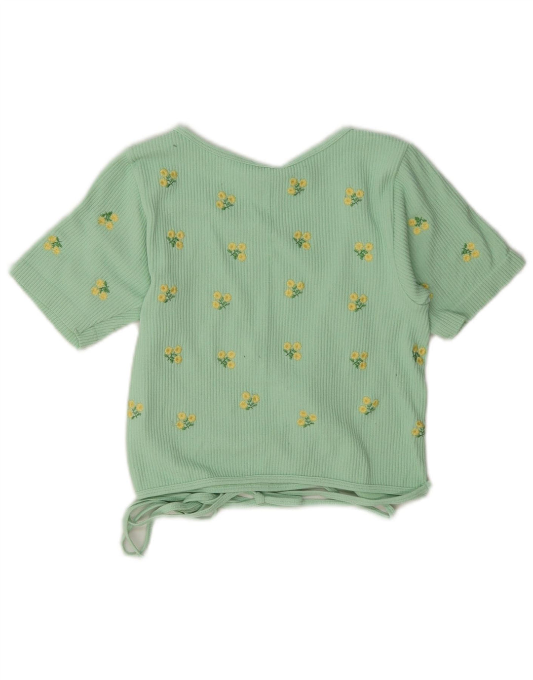 Zara Womens Wrap Cardigan Top UK 12 Poliamida Floral Verde Médio