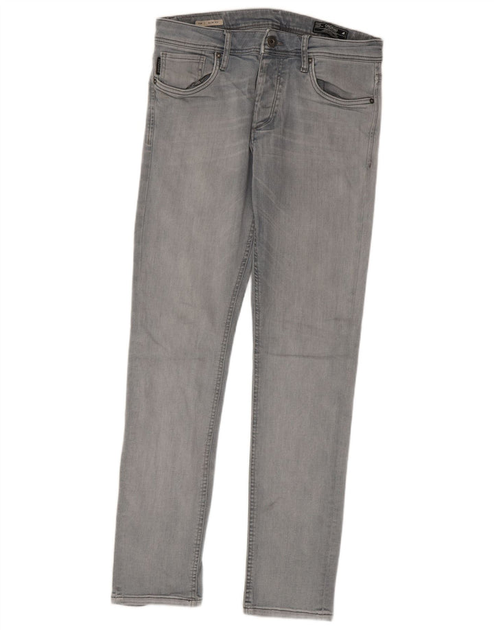 Jack & Jones Masculino Tim Slim Jeans W31 L32 Algodão Cinza