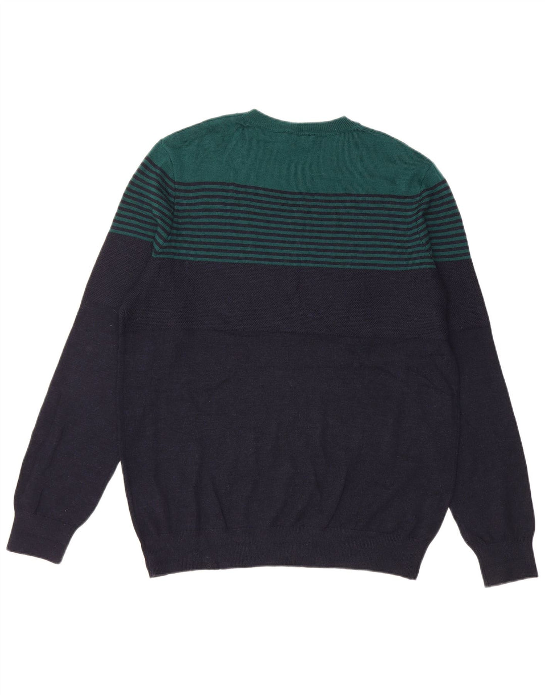 Suéter masculino Jaeger com gola redonda, grande lã colorblock azul marinho