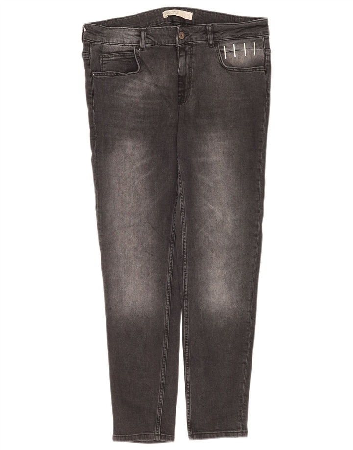 Zara Jeans Slim Feminino EU 42 Grande W32 L27 Algodão Cinza