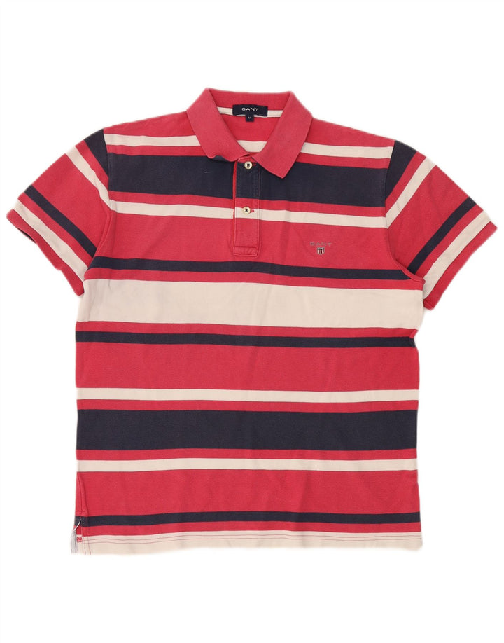 Camisa polo masculina Gant médio algodão listrado rosa