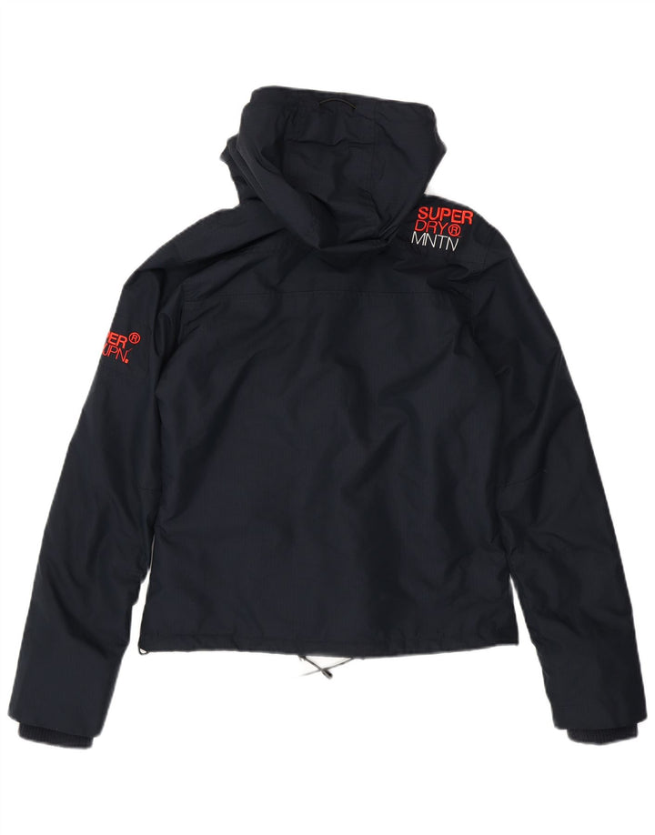 Jaqueta corta-vento feminina SUPERDRY com capuz gráfico UK 8 pequena azul marinho