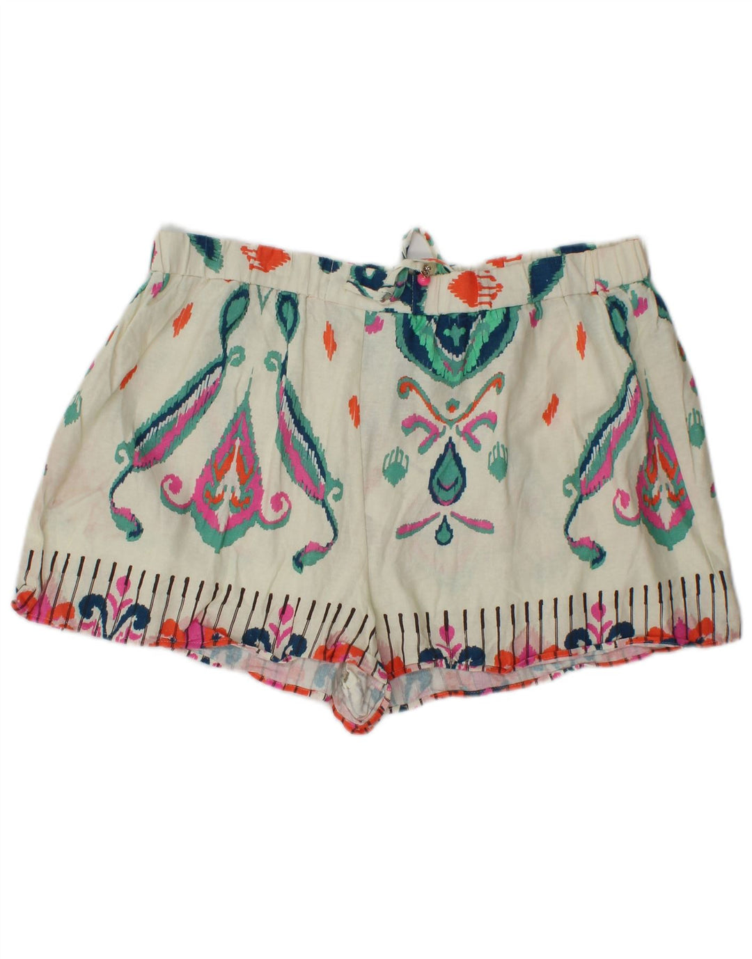 Calça quente feminina Zara 2XL W38 linho Ikat branco