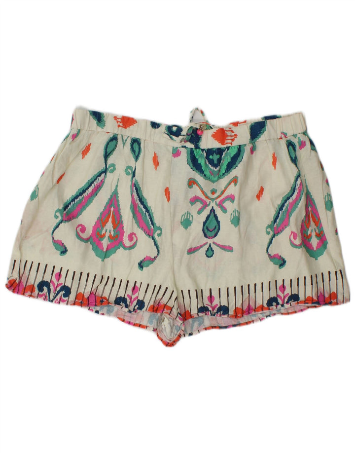Calça quente feminina Zara 2XL W38 linho Ikat branco