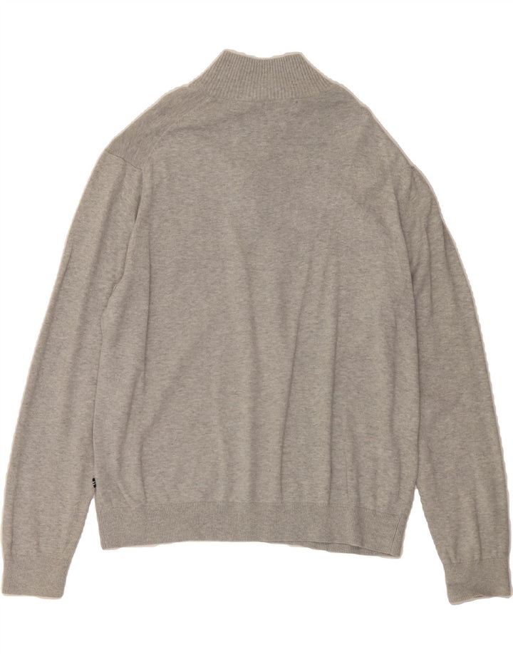 NAUTICA Mens Zip Neck Jumper Sweater Large Grey Colourblock Cotton Vintage Nautica and Second-Hand Nautica from Messina Hembry 