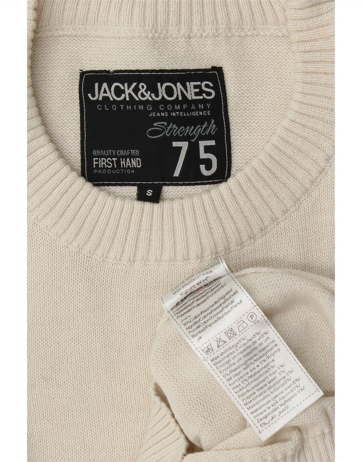 JACK & JONES Suéter masculino com gola redonda e gola redonda, pequeno esbranquiçado
