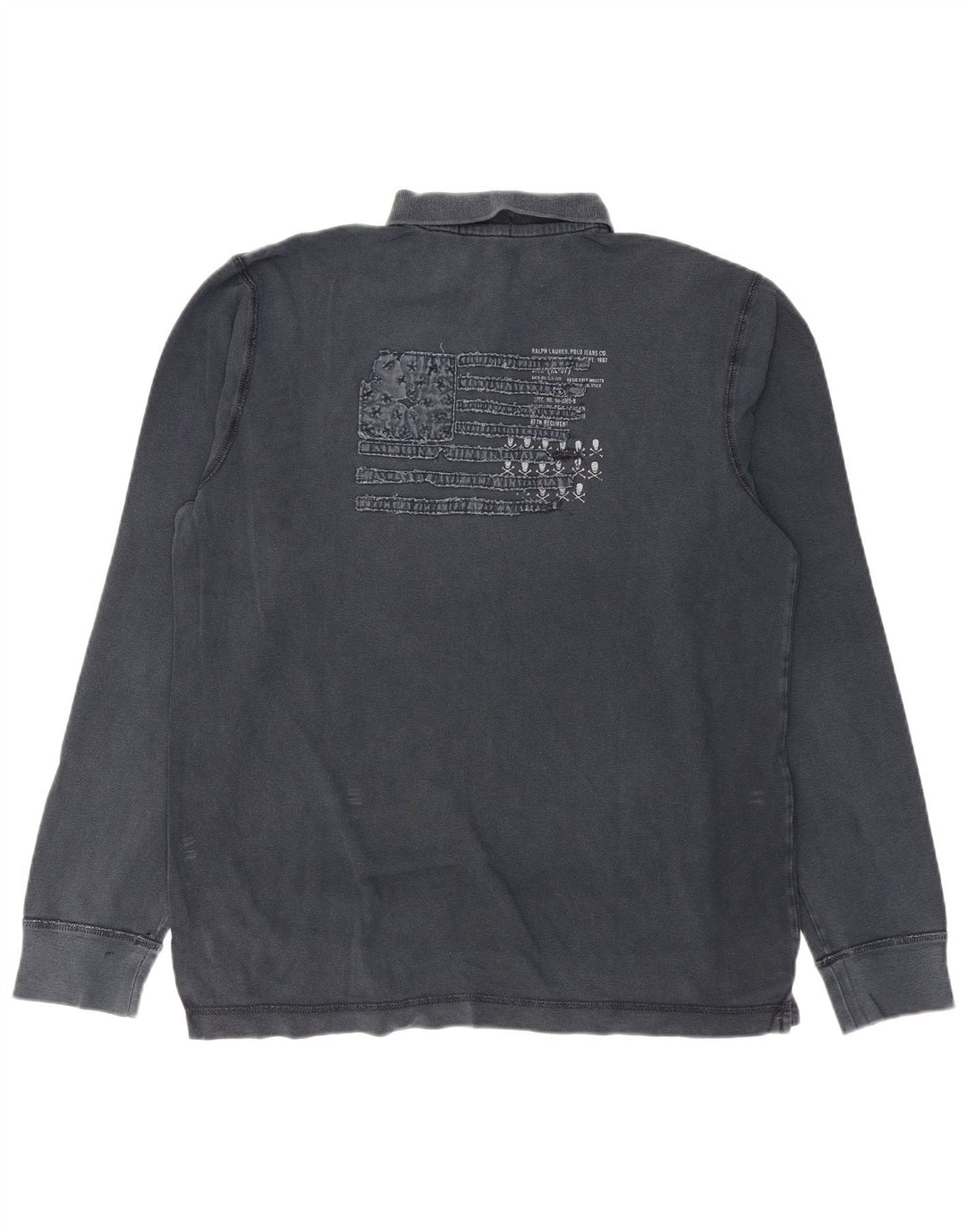 Polo masculino gráfico de manga comprida RALPH LAUREN grande azul marinho