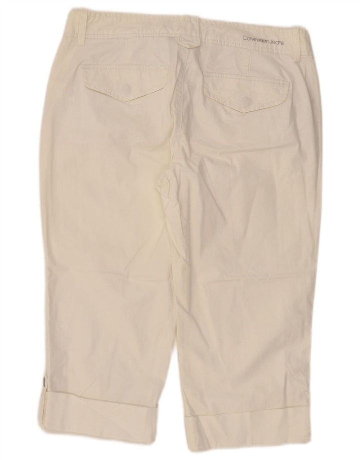 Calça capri feminina CALVIN KLEIN US 12 grande W34 L19 branco