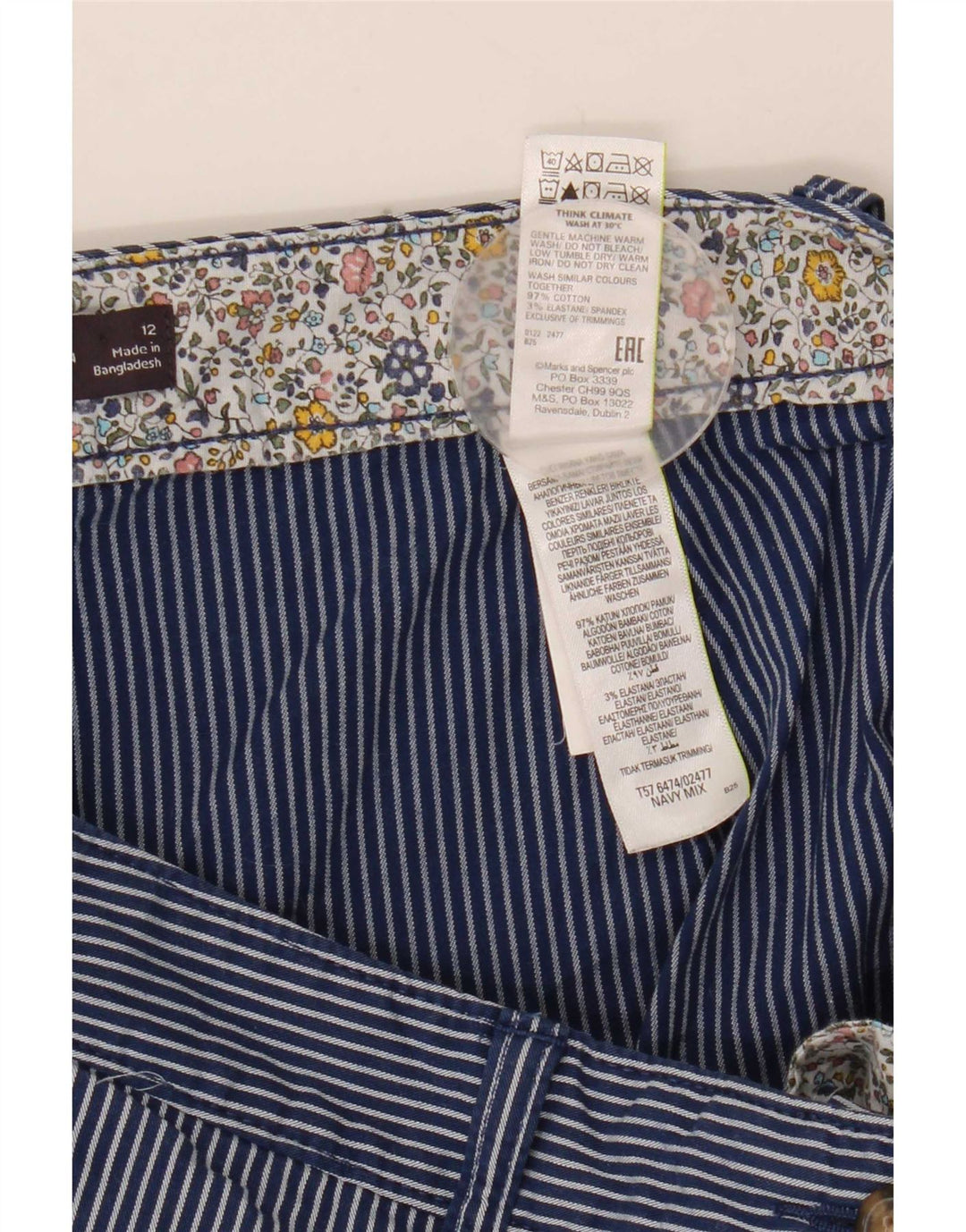 Calça Chino Feminina Marks & Spencer Reino Unido 12 Médio W30 L26 Azul Marinho