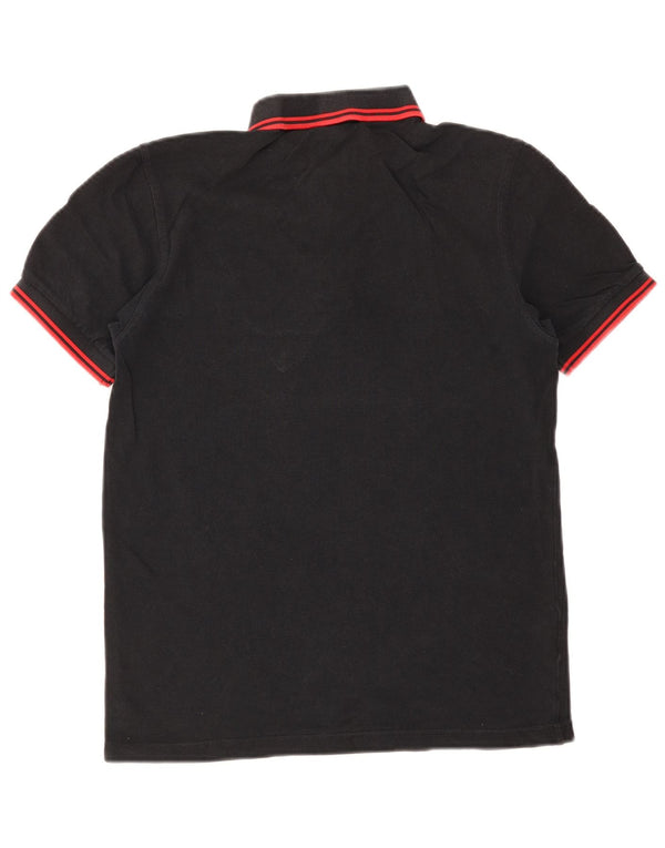 Camisa polo masculina Fred Perry pequena listrada preta de algodão