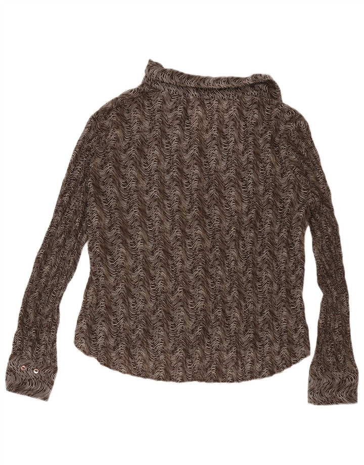 Blusa feminina Marks & Spencer UK 18 XL poliéster geométrico marrom