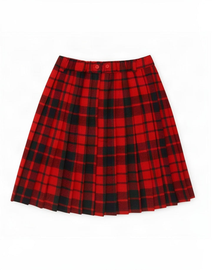 Saia plissada feminina vintage IT 42 médio W32 xadrez vermelho