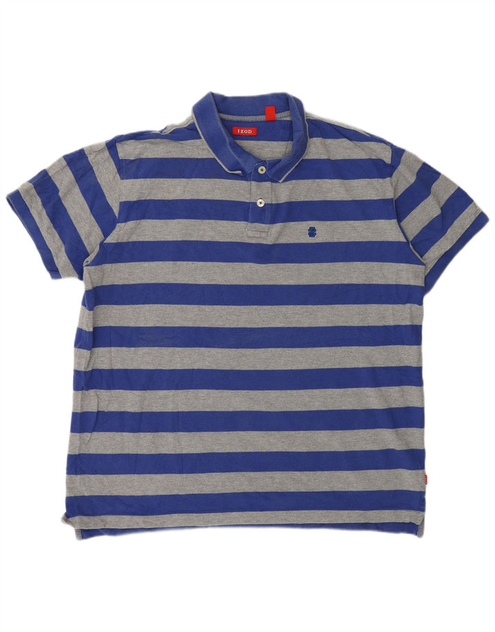 Camisa polo masculina Izod XL algodão listrado azul