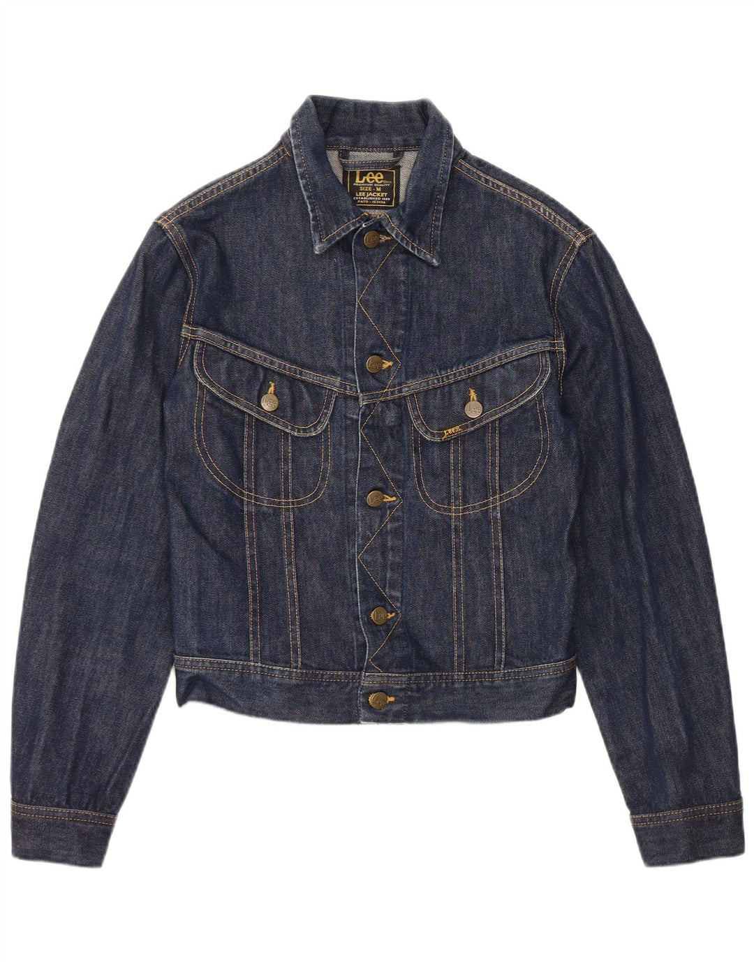 Lee Womens Crop Denim Jacket Reino Unido 12 Médio Algodão Azul Marinho