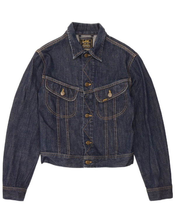 Lee Womens Crop Denim Jacket Reino Unido 12 Médio Algodão Azul Marinho