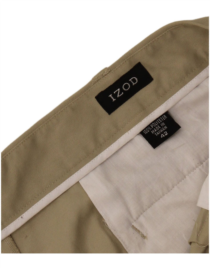 IZOD Masculino Pegged Chino Shorts W42 2XL Poliéster Cáqui