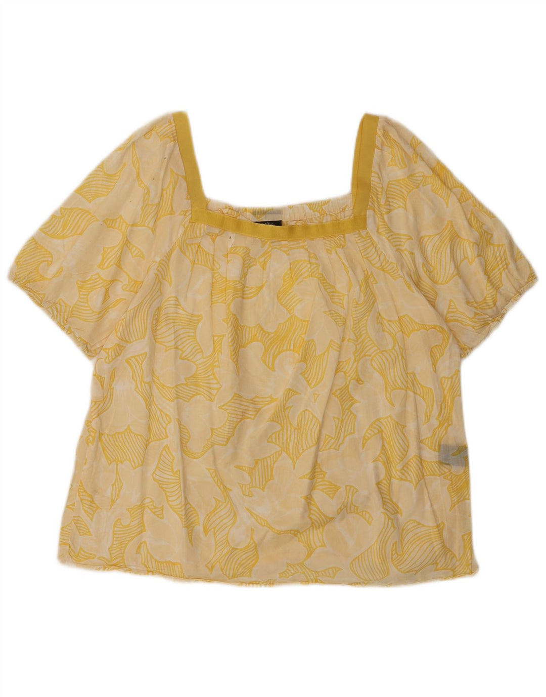 Blusa cropped feminina MOSSIMO Reino Unido 16 grande algodão floral amarelo