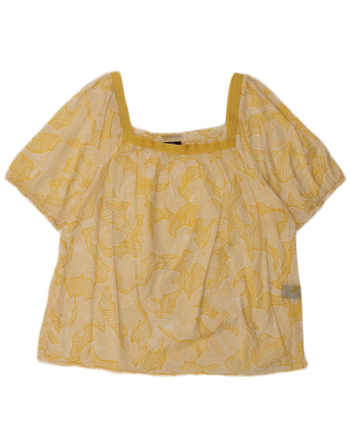 Blusa cropped feminina MOSSIMO Reino Unido 16 grande algodão floral amarelo
