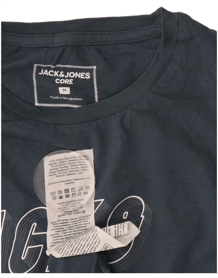 JACK & JONES Camiseta masculina gráfica Top médio algodão azul marinho