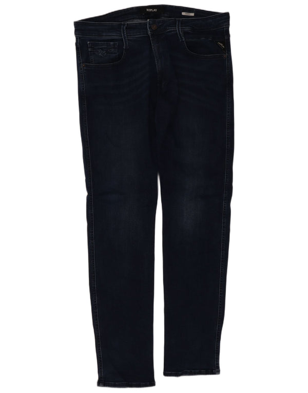 Replay Masculino Anbass Slim Jeans W36 L32 Azul Marinho Algodão