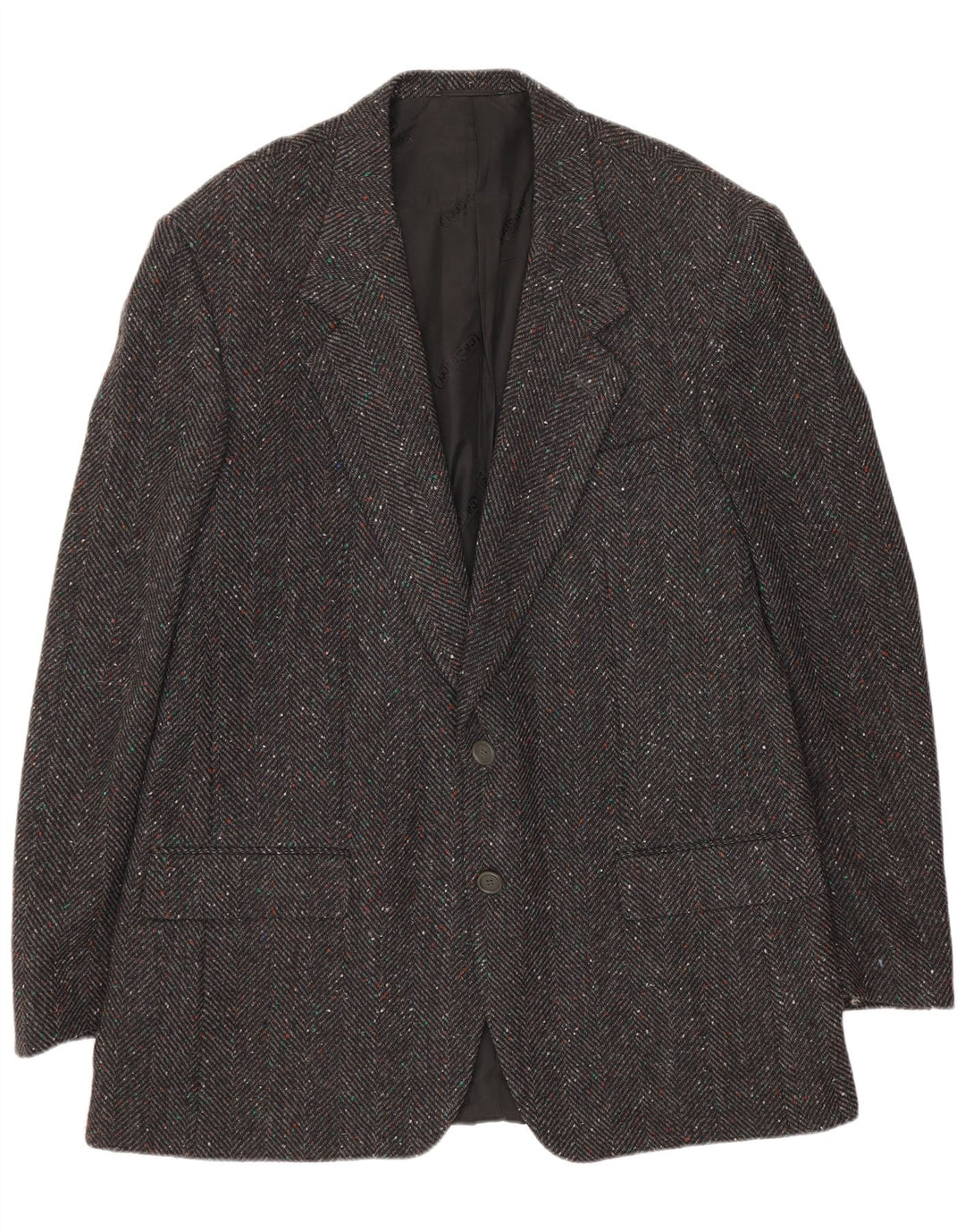 Jaqueta Blazer Cacharel Masculina com 2 Botões IT 52 XL Lã Espinha de Peixe Cinza