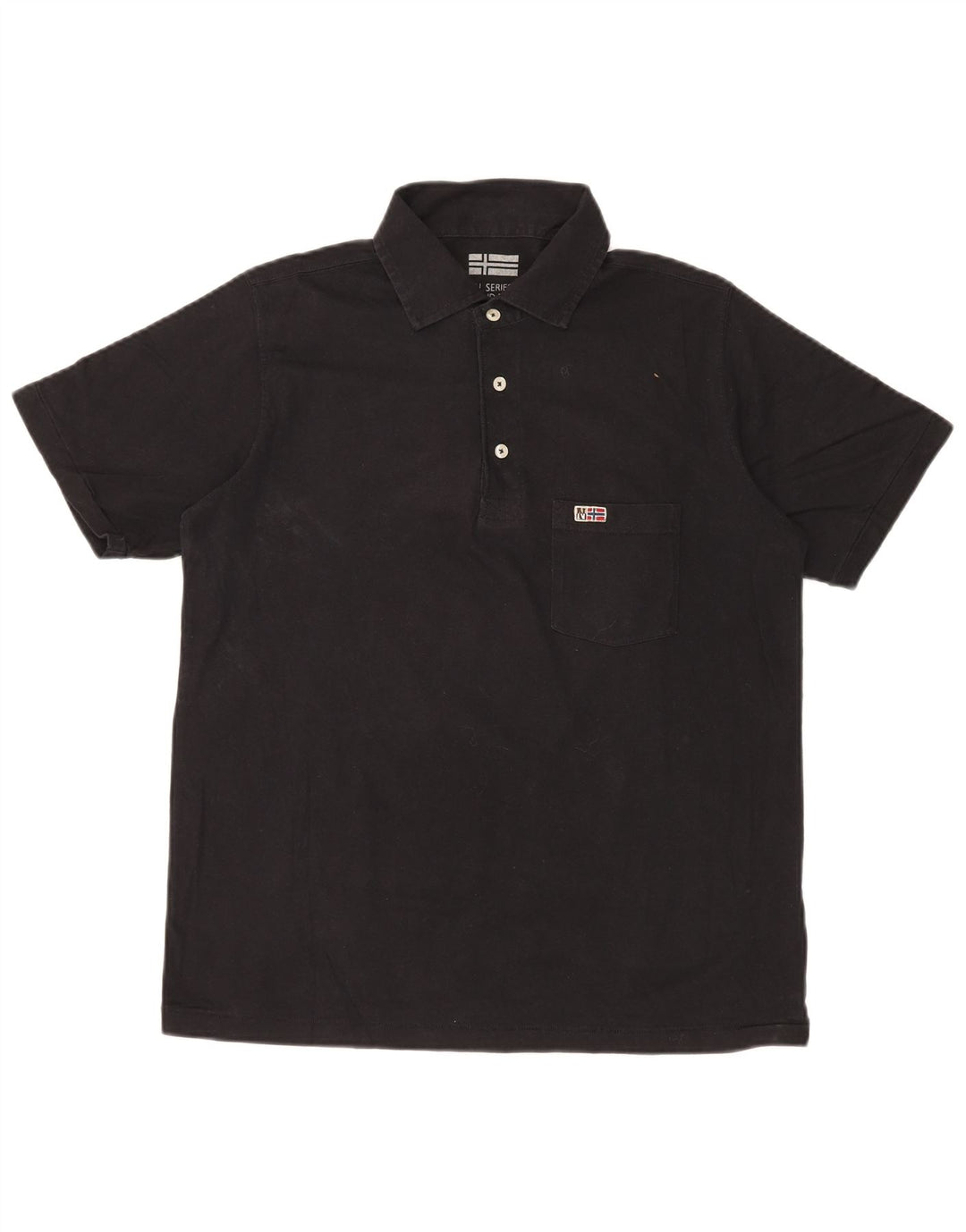 Camisa polo masculina NAPAPIJRI pequena de algodão preto